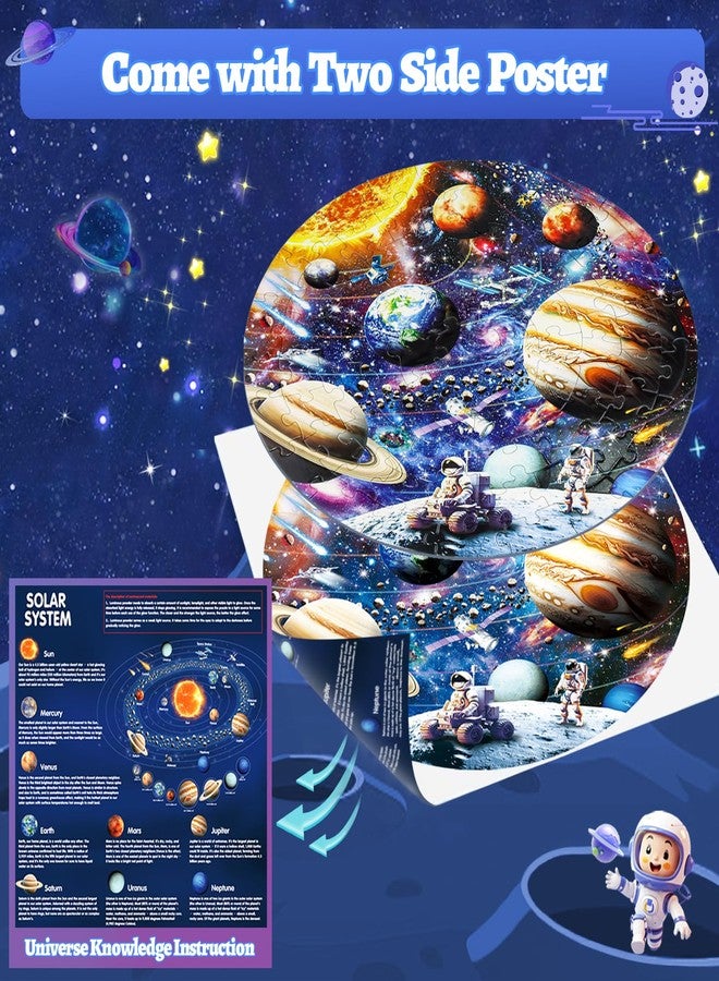 DIGOBAY Glow in The Dark Solar System Jigsaw Puzzles for Kids Ages 4-8, 70 Pieces Kids Space Planet Floor Puzzle Toys Ages 8-10, Large Round Educational Puzzle Toys Gifts for Boys Girls Children - Image 5